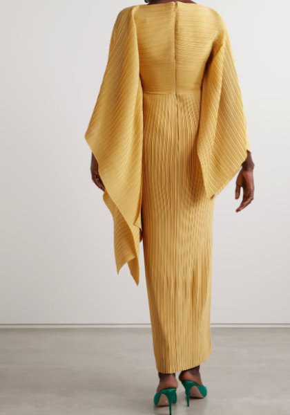 画像2: 【カーラサンタナ愛用】Solace London ソレイスロンドン Adami plisse-effect dress イエロー  01234 (2)