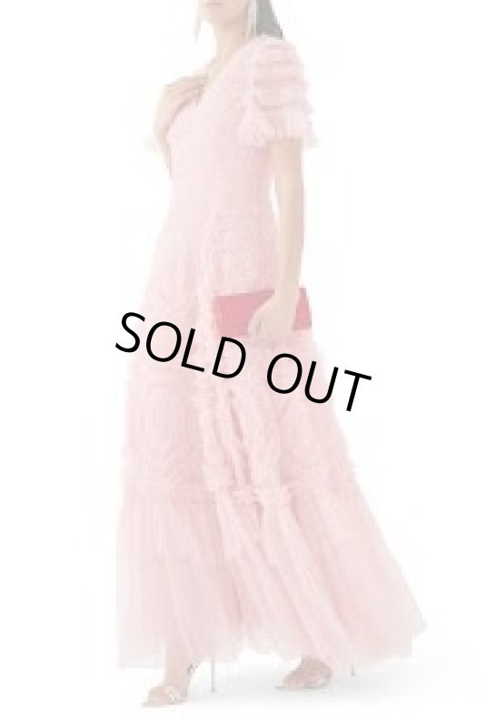 画像2: Needle & Thread ニードル&スレッド    Verity Ruffle V-Neck Gown　Rose Quartz  12251 (2)