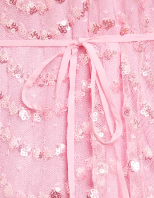 画像2: セール！Needle & Thread ニードル&スレッド　Shimmer Wave Gloss One-Shoulder Ballerina Dress　ピンク (2)