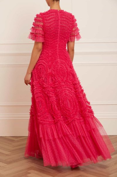 画像2: Needle & Thread ニードル&スレッド    Verity Ruffle V-Neck Gown Azalea Pink  12251 (2)