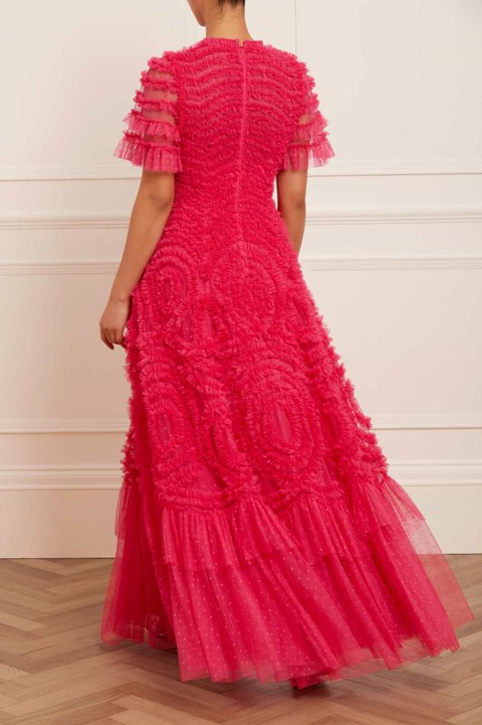 画像2: Needle & Thread ニードル&スレッド    Verity Ruffle V-Neck Gown　Azalea Pink  12251 (2)