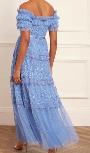 画像2: セール！Needle & Thread ニードル&スレッド    Midsummer レースオフショルダー Gown　ブルー  02171 (2)