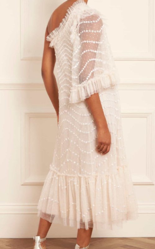 画像2: セール！Needle & Thread ニードル&スレッド　Shimmer Wave Gloss One-Shoulder Ballerina Dress　シャンパーニュ (2)