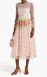 画像1: セール！RED Valentino レッドヴァレンティノ　ドット花柄刺繍チュールミディドレス 01022 (1)