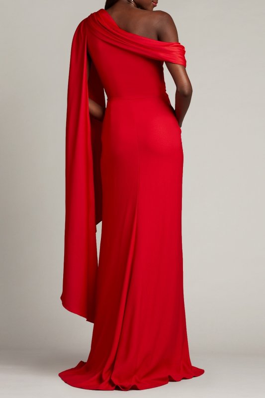 画像3: 再販売セール！【アンミカさん愛用】Tadashi Shoji  タダシショージ   EMBER  ケープスリーブドレス　レッド  04071 (3)