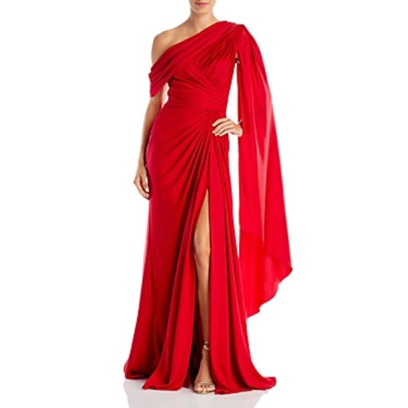 画像1: 再販売セール！【アンミカさん愛用】Tadashi Shoji  タダシショージ   EMBER  ケープスリーブドレス　レッド  04071 (1)