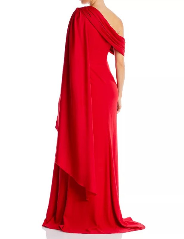 画像2: 再販売セール！【アンミカさん愛用】Tadashi Shoji  タダシショージ   EMBER  ケープスリーブドレス　レッド  04071 (2)