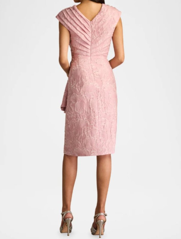 画像2: Tadashi Shoji  タダシショージ  　Emery フローラルジャガードドレス ピンク  08054 (2)