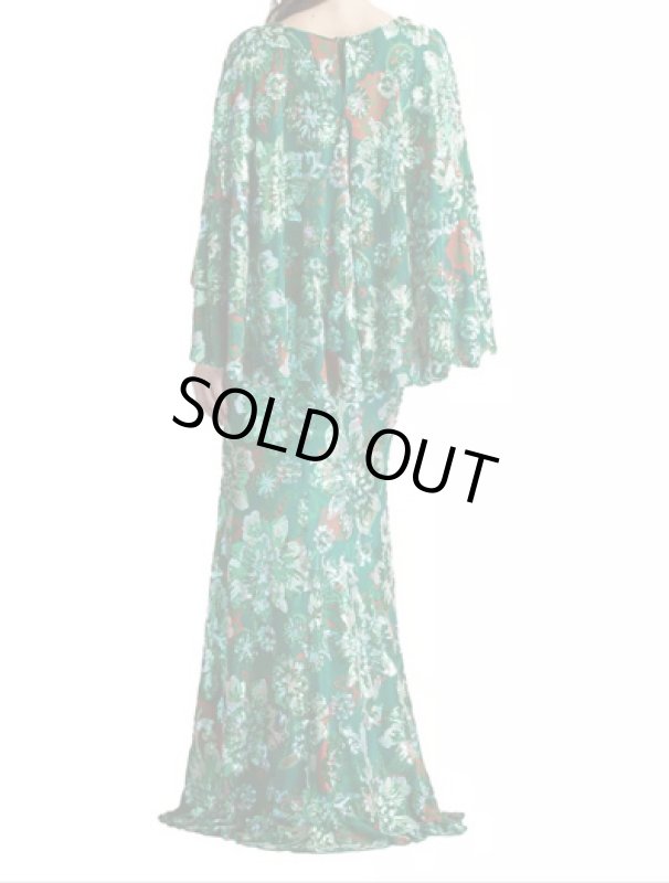 画像2: Tadashi Shoji  タダシショージ　Elil Sequin Tulle Cape Overlay Gown グリーン (2)