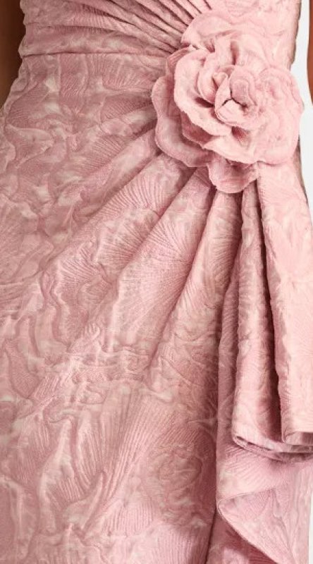 画像4: Tadashi Shoji  タダシショージ  　Emery フローラルジャガードドレス ピンク  08054 (4)