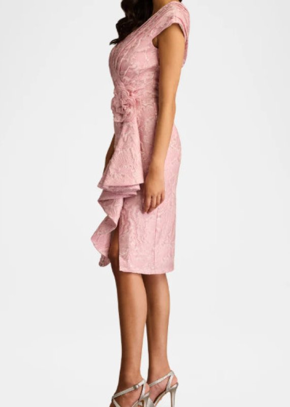 画像3: Tadashi Shoji  タダシショージ  　Emery フローラルジャガードドレス ピンク  08054 (3)