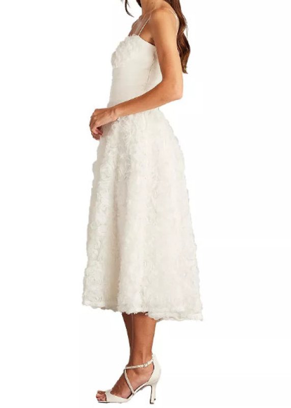 画像2: セール！Tadashi Shoji タダシショージ   Greer ロゼットアップリケドレス　ホワイト系  02131 (2)