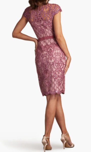 画像2: Tadashi Shoji  タダシショージ スパンコールレースシースドレス   ピンク系 (2)