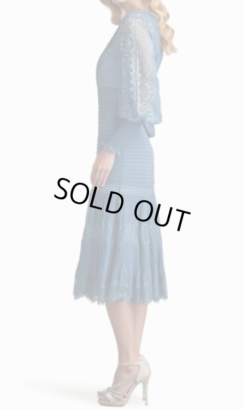 画像2: Tadashi Shoji タダシショージ  NYSSA  Pin-Tuck Long Sleeve Midi Dress　ブルー系 (2)