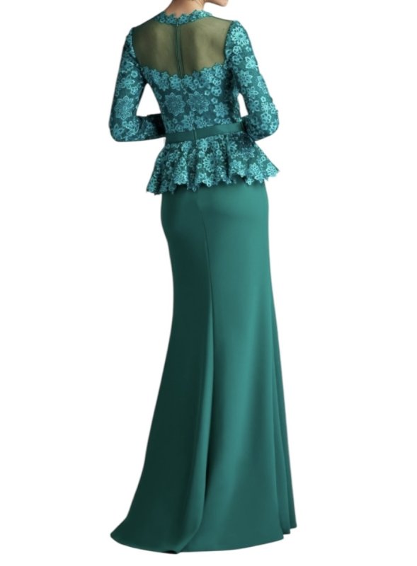 画像2: Tadashi Shoji  タダシショージ　Lata Embroidered Belted Peplum Gown　グリーン (2)