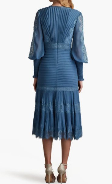 画像3: Tadashi Shoji タダシショージ  NYSSA  Pin-Tuck Long Sleeve Midi Dress ブルー系 (3)