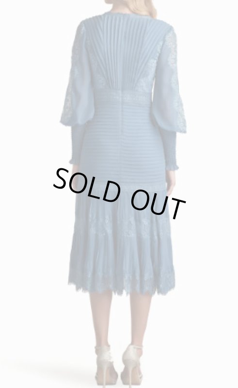 画像3: Tadashi Shoji タダシショージ  NYSSA  Pin-Tuck Long Sleeve Midi Dress　ブルー系 (3)