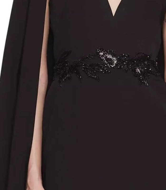 画像3: 1/19までセール！ Marchesa Notte マルケッサノッテ　ケープ風ロングドレス  ブラック (3)