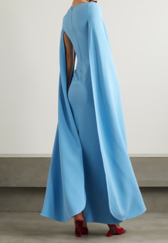 画像2: Solace London ソレイスロンドン  Sadie cape-effect crepe gown ブルー  01232 (2)