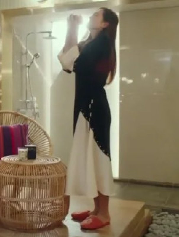 画像4: ドラマ【愛の不時着】使用！Tory Burch トリーバーチ　MIXED-MATERIAL WRAP DRESS ブラック、ブラウン系  01201 (4)