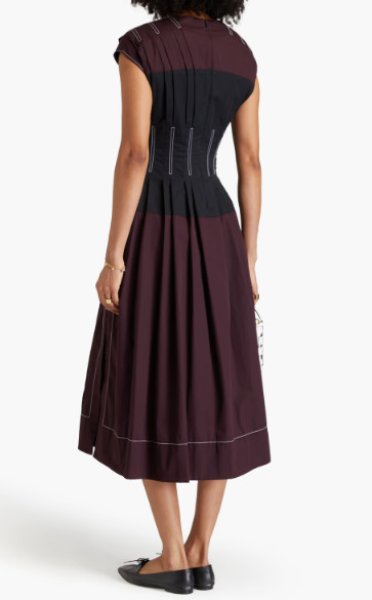 画像2: セール!Tory Burch トリーバーチ Pleated cotton-poplin midi dress  02101 (2)