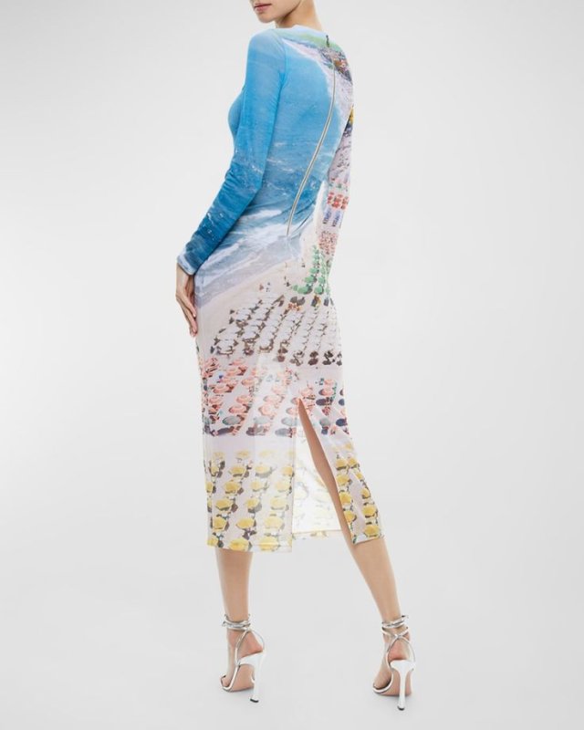 画像2: セール！Alice + Olivia アリスアンドオリビア Delora Fitted dress   whispering waves  02141 (2)