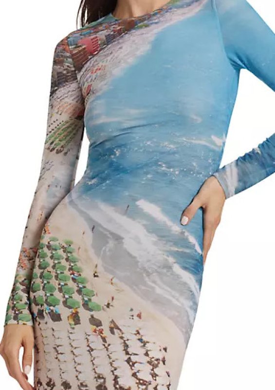 画像4: セール！Alice + Olivia アリスアンドオリビア Delora Fitted dress   whispering waves  02141 (4)