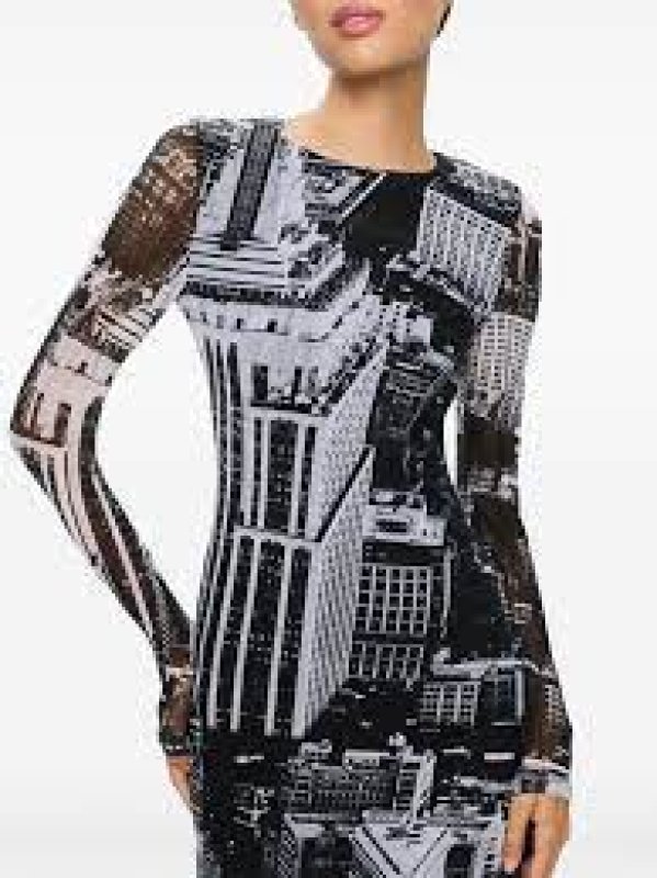 画像4: セール！【 ジェニファーハドソン愛用】Alice + Olivia アリスアンドオリビア Delora Fitted dress   Cityscape  02021 (4)