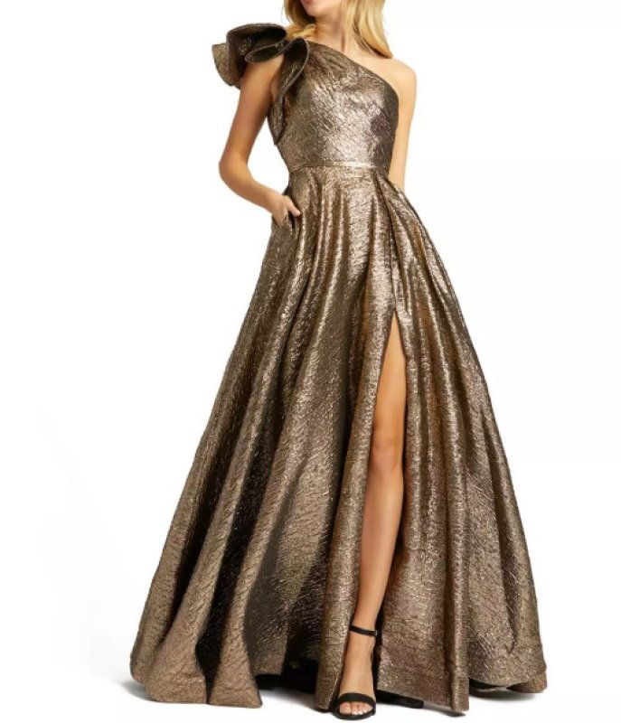 画像1: セール！Mac Duggal マックドゥガル　Metallic One Shoulder Ball Gown  01191 (1)
