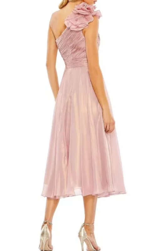 画像3: Mac Duggal マックドゥガル　Rosette One Shoulder Tea Length Midi Dress　ローズ  13459 (3)