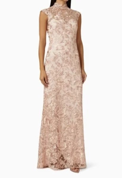 画像5: Tadashi Shoji タダシショージ  QARA EMBROIDERED GOWN ピンク系 (5)