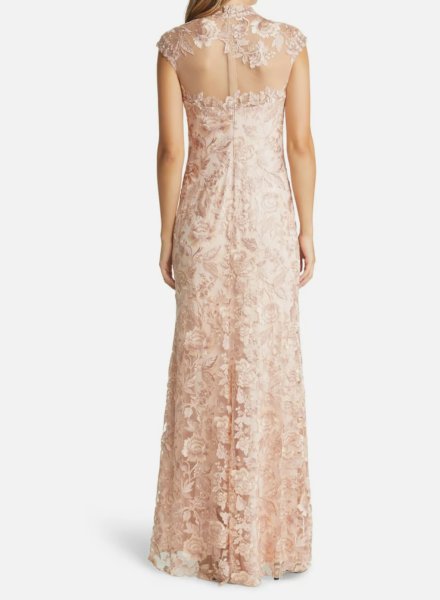 画像4: Tadashi Shoji タダシショージ  QARA EMBROIDERED GOWN ピンク系 (4)