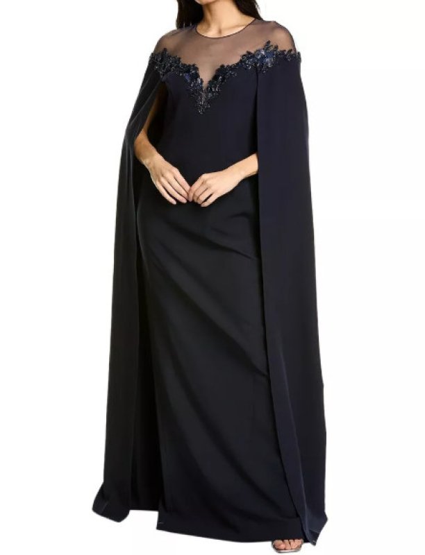 画像1: セール！ Marchesa Notte マルケッサノッテ　cape gown ネイビー (1)