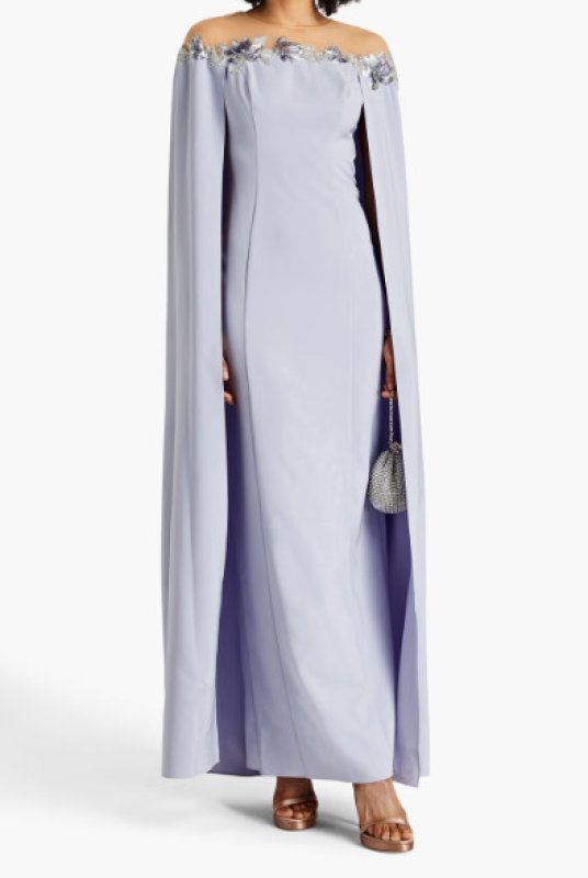 画像1: セール！ Marchesa Notte マルケッサノッテ　Tulle Illusion Cape Dress  ライラック　41901 (1)