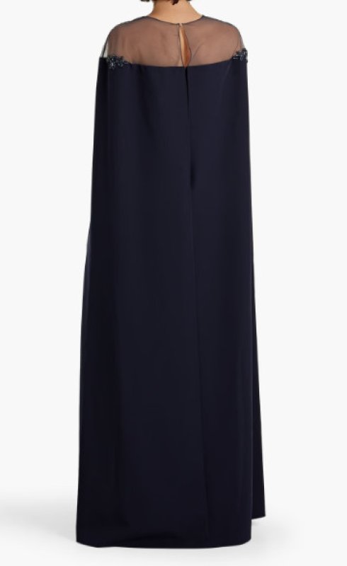 画像2: セール！ Marchesa Notte マルケッサノッテ　ケープ風クレープ ロングドレス (2)