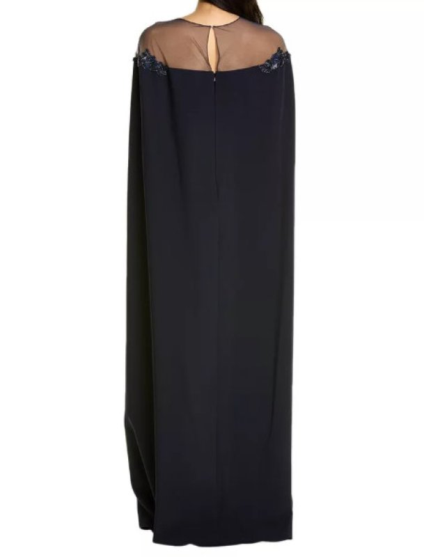 画像2: セール！ Marchesa Notte マルケッサノッテ　cape gown ネイビー (2)