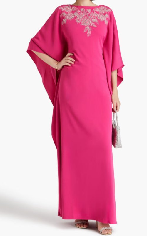 画像1: セール！ Marchesa Notte マルケッサノッテ  Crepe Kaftan Gown ピンク (1)