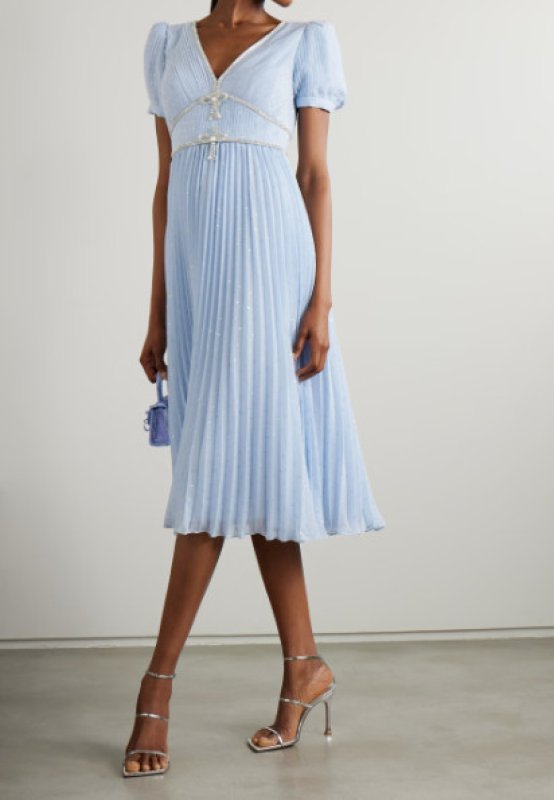 画像1: セール！Self Portrait　セルフポートレート　Crystal-embellished metallic chiffon midi dress  08051 (1)