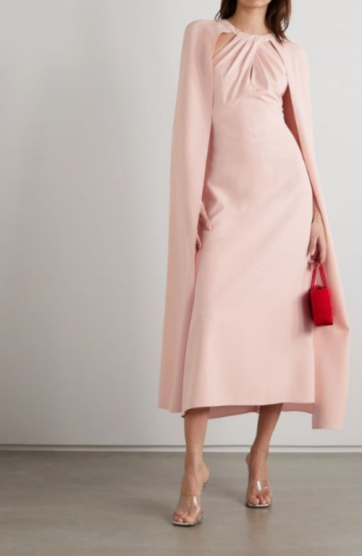 画像1: セール！ Marchesa Notte マルケッサノッテ　Cape-effect twist-front stretch-crepe midi dress (1)