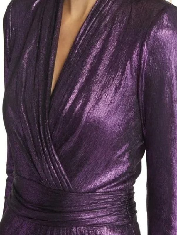 画像4: 限定セール！Tadashi Shoji タダシショージ  　Vienna メタリックラメロングドレス　パープル (4)