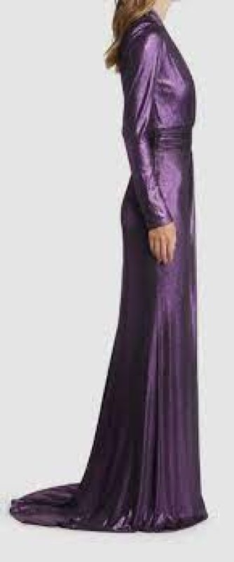 画像2: 限定セール！Tadashi Shoji タダシショージ  　Vienna メタリックラメロングドレス　パープル (2)