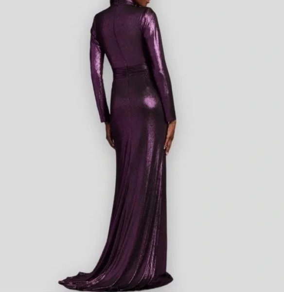 画像3: 限定セール!Tadashi Shoji タダシショージ   Vienna メタリックラメロングドレス パープル (3)