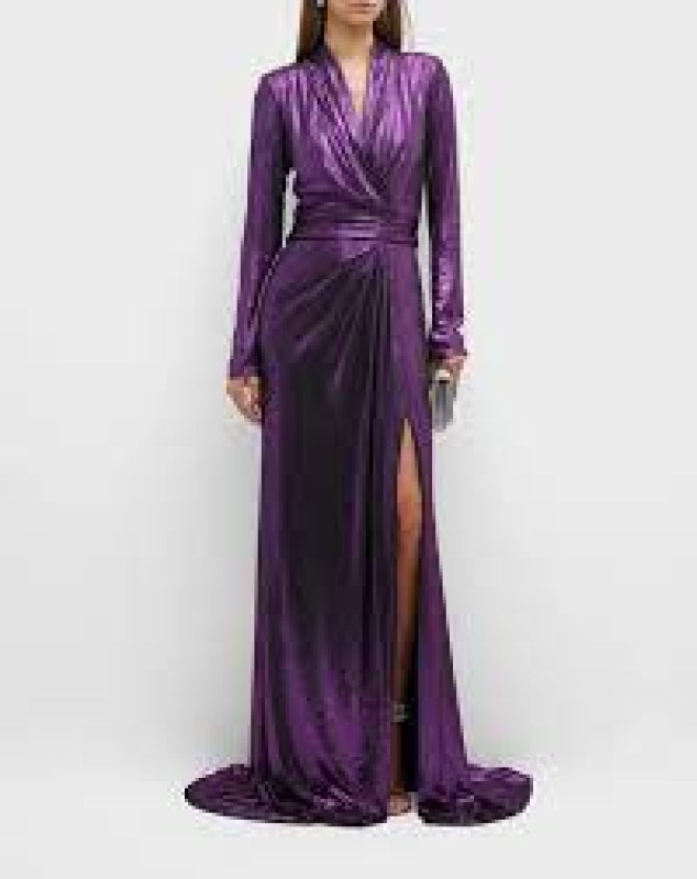 画像1: 限定セール！Tadashi Shoji タダシショージ  　Vienna メタリックラメロングドレス　パープル (1)