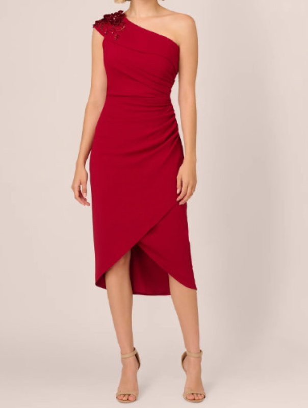 画像2: セール！Adrianna Papell アドリアナパペル　Beaded Crepe One Shoulder Dress (2)