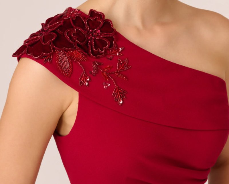 画像3: セール！Adrianna Papell アドリアナパペル　Beaded Crepe One Shoulder Dress (3)