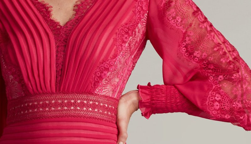 画像3: Tadashi Shoji タダシショージ  NYSSA  Pin-Tuck Long Sleeve Midi Dress　ピンク系 (3)