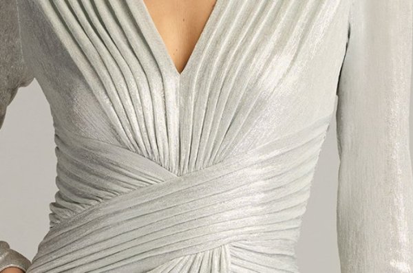 画像3: Tadashi Shoji タダシショージ   Jonise メタリックプリーツロングドレス シルバー系  06221 (3)