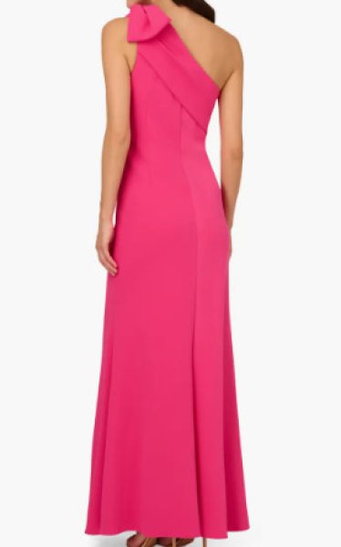 画像2: Adrianna Papell アドリアナパペル ストレッチクレープワンショルダードレス Hot Pink (2)