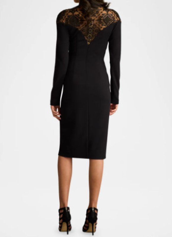 画像2: Tadashi Shoji タダシショージ   Ebony Deep V Illusion Dress ブラック (2)