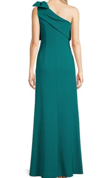 画像2: Adrianna Papell アドリアナパペル ストレッチクレープワンショルダードレス Tempo Teal (2)